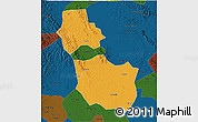 Political 3D Map of Jingmen, darken