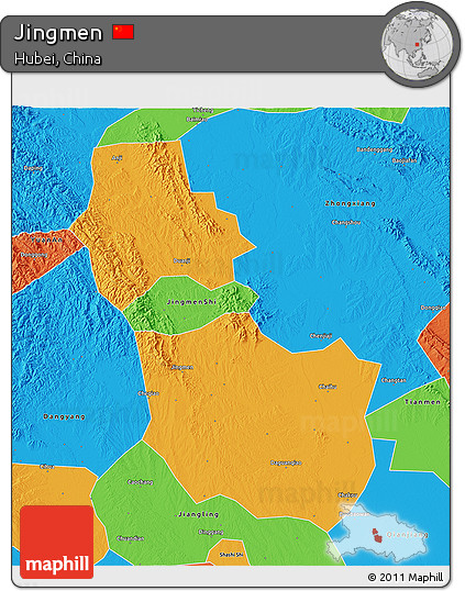 Political 3D Map of Jingmen