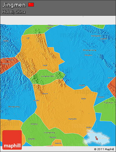 Political 3D Map of Jingmen