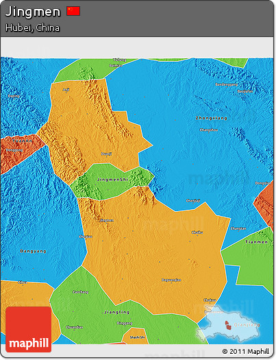 Political 3D Map of Jingmen