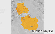 Political 3D Map of Jingmen, lighten, desaturated