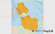 Political 3D Map of Jingmen, lighten