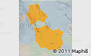 Political 3D Map of Jingmen, lighten, semi-desaturated