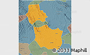 Political 3D Map of Jingmen, semi-desaturated