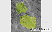 Satellite 3D Map of Jingmen, desaturated