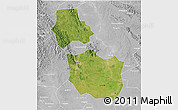 Satellite 3D Map of Jingmen, lighten, desaturated