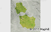 Satellite 3D Map of Jingmen, lighten, semi-desaturated