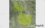 Satellite 3D Map of Jingmen, semi-desaturated