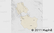Shaded Relief 3D Map of Jingmen, lighten, desaturated