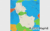 Shaded Relief 3D Map of Jingmen, political outside