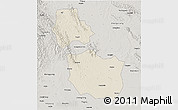 Shaded Relief 3D Map of Jingmen, semi-desaturated
