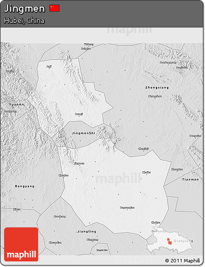 Silver Style 3D Map of Jingmen