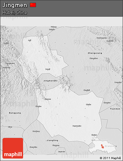 Silver Style 3D Map of Jingmen