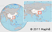 Gray Location Map of Jingmen, highlighted country, within the entire country