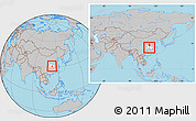 Gray Location Map of Jingmen, highlighted parent region, within the entire country