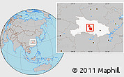 Gray Location Map of Jingmen, highlighted parent region