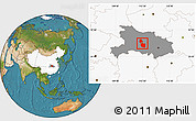 Satellite Location Map of Jingmen, highlighted country, highlighted parent region