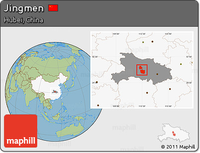 Savanna Style Location Map of Jingmen, highlighted country, highlighted parent region