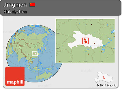 Savanna Style Location Map of Jingmen, highlighted parent region