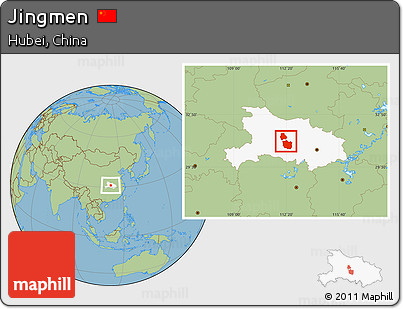 Savanna Style Location Map of Jingmen, highlighted parent region