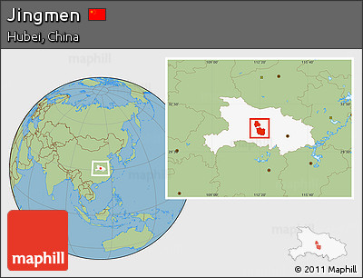 Savanna Style Location Map of Jingmen, highlighted parent region