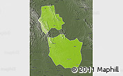 Physical Map of Jingmen, darken, semi-desaturated