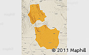 Political Map of Jingmen, shaded relief outside