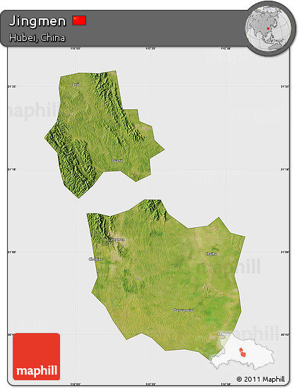 Satellite Map of Jingmen, single color outside