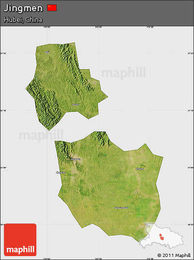 Satellite Map of Jingmen, single color outside