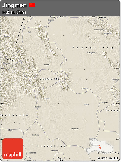 Shaded Relief Map of Jingmen