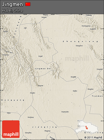 Shaded Relief Map of Jingmen