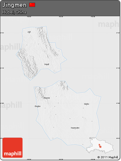 Silver Style Map of Jingmen, single color outside