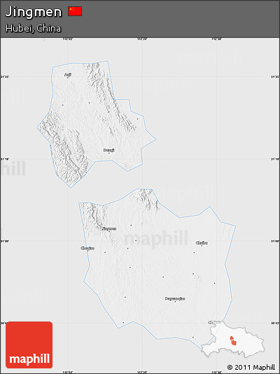 Silver Style Map of Jingmen, single color outside