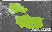Physical Panoramic Map of Jingmen, darken, desaturated