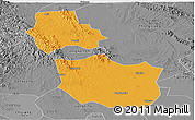 Political Panoramic Map of Jingmen, desaturated