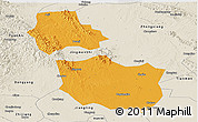 Political Panoramic Map of Jingmen, shaded relief outside