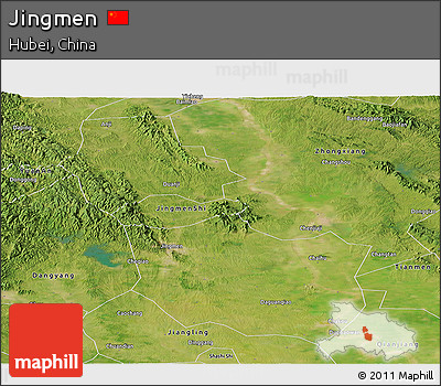 Satellite Panoramic Map of Jingmen