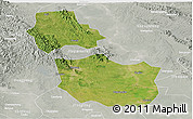 Satellite Panoramic Map of Jingmen, lighten, semi-desaturated
