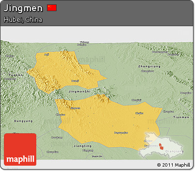 Savanna Style Panoramic Map of Jingmen