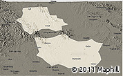 Shaded Relief Panoramic Map of Jingmen, darken