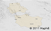 Shaded Relief Panoramic Map of Jingmen, lighten, desaturated