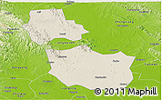 Shaded Relief Panoramic Map of Jingmen, physical outside