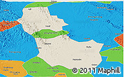 Shaded Relief Panoramic Map of Jingmen, political outside