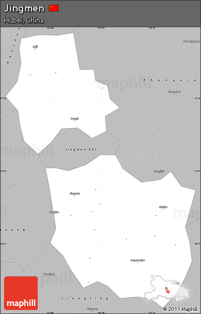 Gray Simple Map of Jingmen