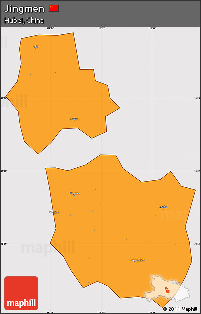 Political Simple Map of Jingmen, cropped outside