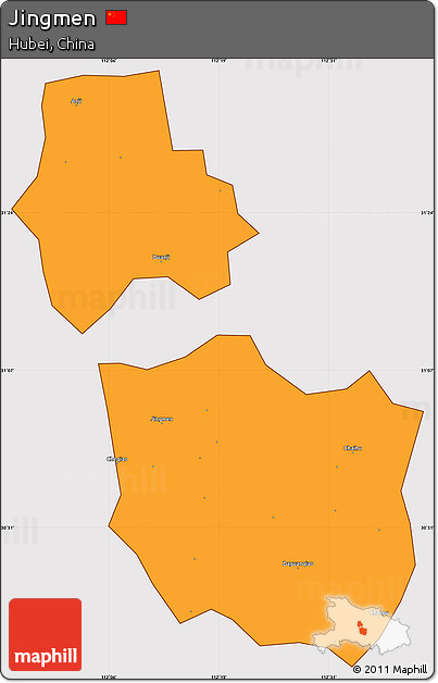 Political Simple Map of Jingmen, cropped outside