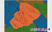 Political 3D Map of Jingshan, darken