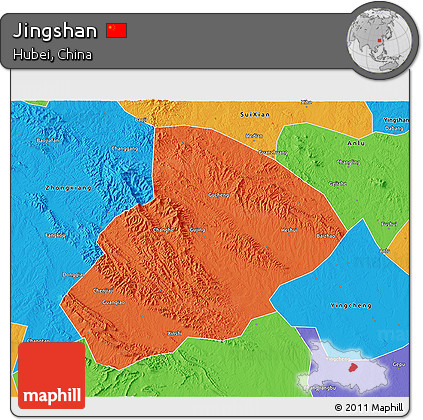 Political 3D Map of Jingshan