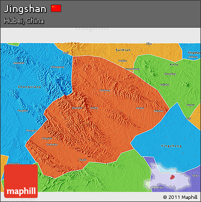 Political 3D Map of Jingshan