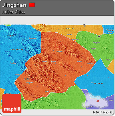 Political 3D Map of Jingshan